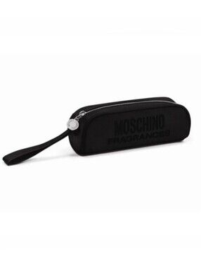 Moschino Black Embossed Logo Men's Toiletry Pouch